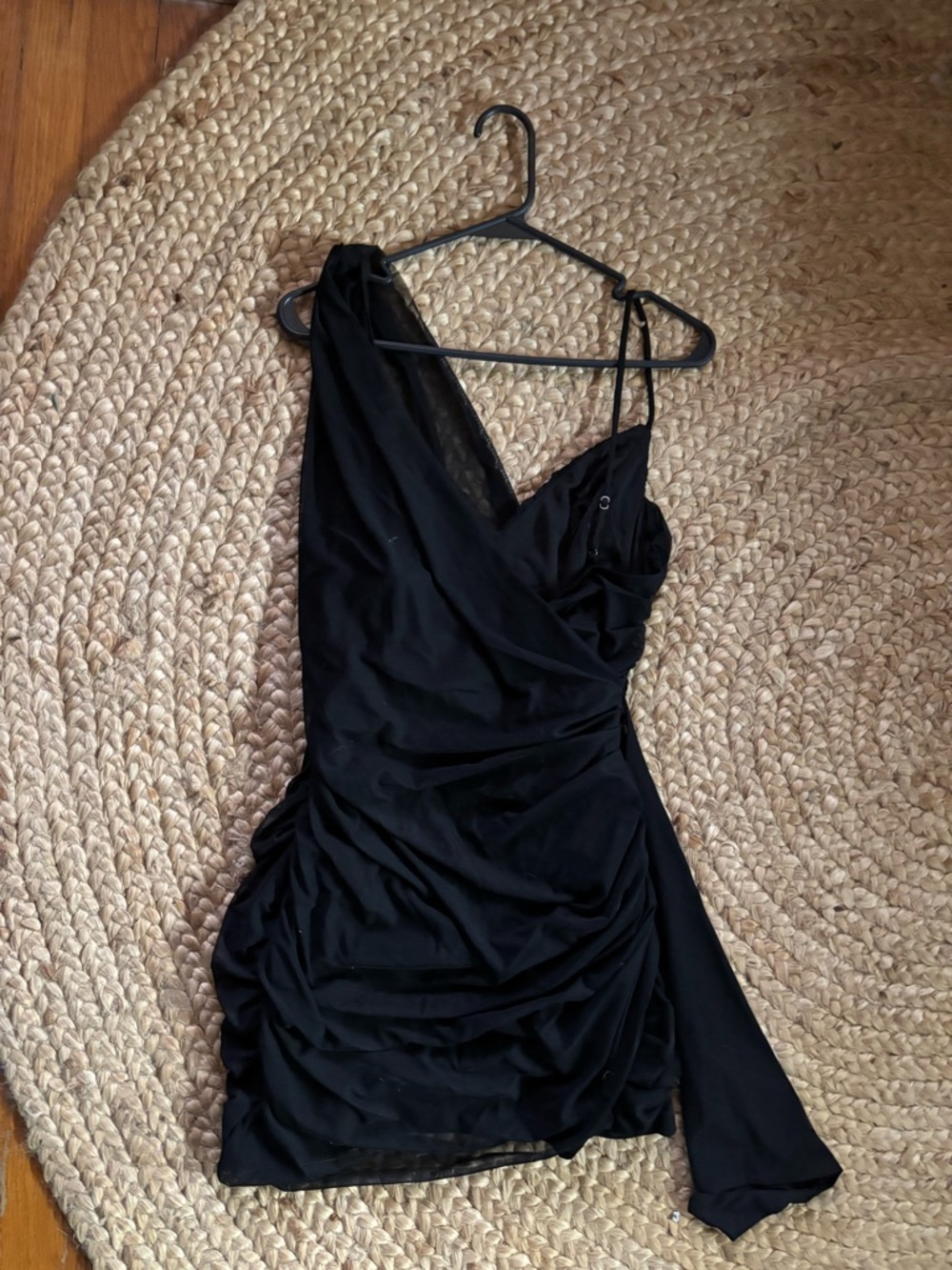 NWT Hello Molly Make Her Move Black One-Shoulder Draped Mesh Mini Dress - Picture 7 of 7